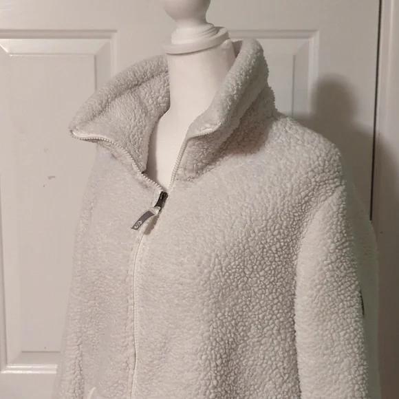 Free country Women's Large Fleece Zip Up Jacket Winter White Warm - Picture 2 of 12